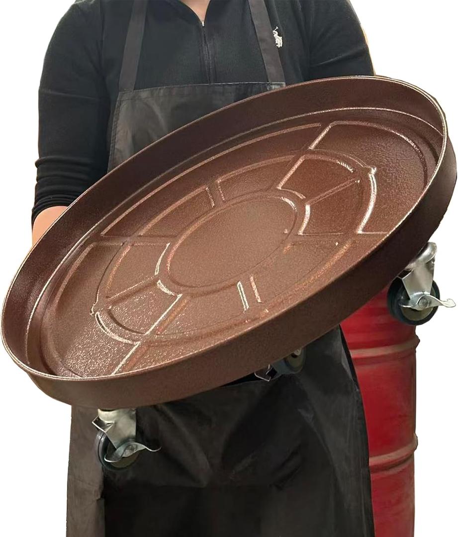 20 inch Plant Saucer Rolling Plant Caddy Rolling Plant Stand with Wheels Plant Tray with Wheels, Heavy Duty Metal, Locking, Sturdy, Rust-Resistant Finish, Easy to Move,Copper 550 lb Capacity