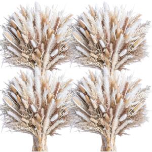 440PCS Natural Dried Pampas Grass Boho Home Decor Bouquet Phragmites Dried Flowers Bouquet for Wedding Floral Arrangements Home Decorations 