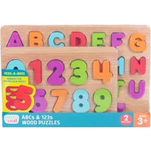 Chuckle & Roar Wooden Puzzle ABC and 123 Theme 2 Pack