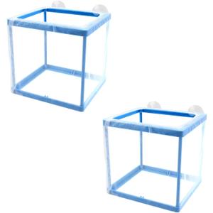AQUANEAT Fish Tank Breeder 2 pcs Small Mesh Net Fry Saver Aquarium Spawn Hatchery Isolation with Suction Cups