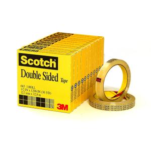 Scotch Permanent Double Sided Tape Refill Rolls, 1/2"" x 36 yds, 3"" Core, Clear, 12 Rolls (665-12PK, 6 Packs of 2)  Photo-Safe Adhesive for Office, School, Crafts, Packaging