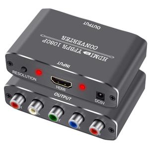 HDMI to Component Video Converter, HDMI to Ypbpr Scaler + R/L Audio Output Converter Adapter Support 1080p for PS3,DVD(Aluminum)