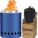 HGD Small Tabletop Fire Pit, Smokeless Table Top Firepit Outdoor, Portable Mini Stove with Carry Bag for Camping Backyard Patio Garden Picnic, Fueled by Pellets or Wood, Stainless Steel, Blue