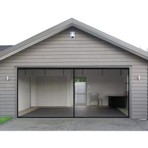 Garage Door Screen - 2 Car 18x7Ft Magnetic Closure Heavy Duty Weighted Bottom Screen Self Sealing Fiberglass Mesh Retractable Net - Easy Assembly & Pass-Through(Black)