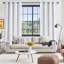 Jubilantex Linen Coating Full Blackout Curtains Pure White Thermal Insulated Rustic Textured Window Curtains 84" Long for Bedroom Living Room,Grommet Top 54"x84" 2 Panels