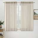 MIULEE Cream Linen Curtains 54 Inch Length 2 Panels for Bedroom Living Room, Soft Linen Textured Window Drapes Semi Sheer Light Filtering Back Tab Rod Pocket Farmhouse Modern Burlap Look Decor