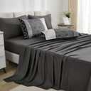 Dinjoy Queen Comforter Set Dark Gray Boho,Soft 7 Piece Bed in a Bag Queen Size Lightweight Black Bedding Sets Striped Comforters with Plaid Bed Set with Sheets for Men All Season