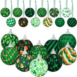 Bencailor 12 Pcs St. Patrick's Day Ball Ornament St. Patrick's Day Shamrock Hanging Ornament Good Luck Clover Balls Tree Decor for St. Patrick's Day Irish Party Supplies(Various)