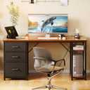 AODK 51 Inch Computer Desk with Drawers & USB Power Outlets