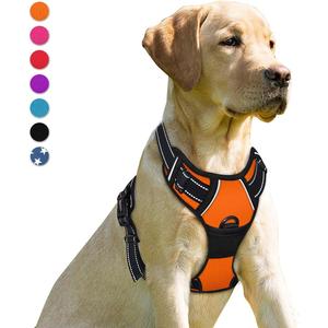 BARKBAY No Pull Dog Harness Front Clip Heavy Duty Reflective Easy Control Handle for Dog Walking(Orange,M) (Medium(Chest:22.5-28"))