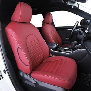 HKZ Custom Fit Camry Seat Covers for Toyota Camry 2018 2019 2020 2021 2022 2023 2024 XLE, XSE, XLE V6, XSE V6 - Gas Models Only, 5-Seats Full Set, Leather-Burgundy