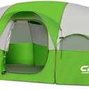 CAMPROS CP Tent 8 Person Camping Tents, Weather Resistant Family Tent, 5 Large Mesh Windows, Double Layer, Divided Curtain for Separated Room, Portable with Carry Bag (Green)