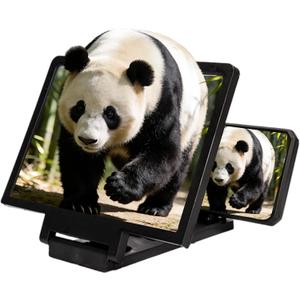 12" Big Screen Phone Magnifier,Upgraded 3D HD Foldable Design Screen Magnifier Version,Portable Screen Magnifiers Compatible with All Phones,for Movies,Videos and Gaming (Black)