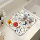 Butterfly Red Tulip Wildflower Dish Drying Mats for Kitchen Counter, 18x24 inch Drying Dishes Absorbent Microfiber Dish Drainer Mat Rack Pad Fast Dry (Mult1)