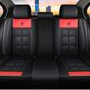 BGYFDU07 Seat Cover 5-Seater Full Set, Universal Type, Suitable for Most Cars, Cars, SUVs, Trucks, Pickup Trucks, Airbags Compatible with Synthetic Leather Car Seat Cushion Protectors (Black-Red)