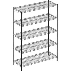Guan River 5-Shelf Adjustable Metal Shelf Wire Shelving Unit Heavy Duty Storage Rack Display Shelf for Office,Kitchen,Bedroom,Bathroom,Laundry,Pantry Basement,Garage(Black,48" L x 18" W x 72" H)