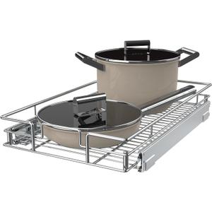 Pulloutor Pull Out Cabinet Organizer,Slide Out Kitchen Cabinet Storage Shelf and Drawer Organizer NEED 18" W and 22" D Cabinet, Chrome Finish (17 * 21 in)