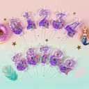 3 x Mermaid Themed Birthday Candles 4 for Anniversary Party Cake Decorations, Number 4 Girls Glitter Birthday Party Favors, 2.87 inch Cup Cake Topper Supplies
