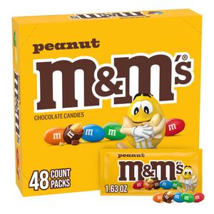 M&M'S Peanut Chocolate Candy, Full Size 1.74 oz Bag, Pack of 48 Bulk Candy Chocolate (BB 08/2026)
