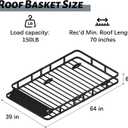 64" x 39" x 6" Cargo Roof Rack, Universal Rust-Proof Roof Basket for SUV, Heavy Duty Steel Rooftop Cargo Carrier, Car Top Luggage Holder 150LBS Capasity, Easy Assembly, Black