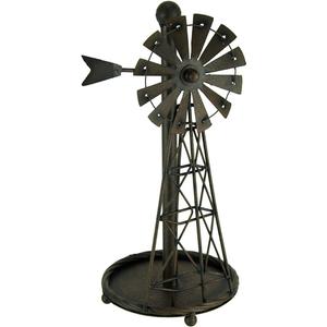 Rustic Distressed Metal Art Windmill Paper Towel Holder Kitchen Table Decor
