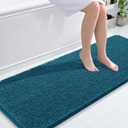 OLANLY Bathroom Runner Rugs 59x24, Soft Absorbent Chenille Bath Rugs, Rubber Backing Quick Dry, Machine Washable Long Bath Mats for Bathroom Floor, Tub and Shower, Home Decor Accessories, Peacock Blue