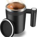 Self Stirring Coffee Mug  Automatic Electric Mixing Cup with Lid & Cylindrical Handle, One-Touch Stirring for Coffee, Protein Shake, Cocoa, Milk, Office & Home Use