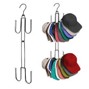 Hat Organizer for Closet, Collapsible Metal Cap Rack with 360° Rotating Hooks, Space Saving Hat Hanger Holds 40+ Baseball Caps Holder for Wall, Door or Closet Display Pack of 4