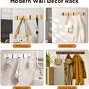 Wooden Wall Mounted Folding Rack, Modern Wall Floating Coat Hook Rack Space-Saving Coat Hanger for Coats, Hats, Scarves, Key (White 6 Hooks)
