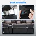 Car Trunk Organizer and Storage, Backseat Hanging Trunk Organizers and Storage, Waterproof Collapsible Cargo Large Bag with 4 Pockets, Car Interior Accessories for SUV, Truck (Black)