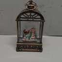 Christmas Snow Globe Lantern, Vintage Window-Style Water Lantern with Music, Glitter Swirl & 6H Timer, Santa Sleigh Scene, USB or Battery Powered Holiday Dcor