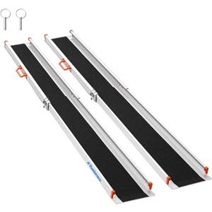 Ruedamann Portable Wheelchair Ramp, 8FT Adjustable Aluminum Ramp for Home, 600lbs Capacity, Telescoping Non-Skid Surface Wheel Chair Ramp for Home, Stairs, Steps, 2Pcs