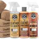 Chemical Guys Leather Cleaner and Conditioner Detailing Kit - Leather Care Kit For Natural, Synthetic, Faux, Pleather, and More for Car Interiors, Apparel, Furniture, Boots & Accessories - 9 Items