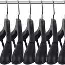 DEDU Plastic Extra Wide Shoulder Suit Hangers for Men 6 Pack Width 17.7", Black Sweater Hangers no Shoulder Bump Non Slip for Thick Sweaters, Clothes Hangers with Pants Bar & Metal Hook