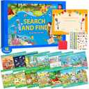 Search and Find Books for Kids Ages 3,4,5,6, Preschool Learning Activities, Educational Reusable Mats for Toddlers, Travel Game Toys for Road Trip Train, Art & Crafts, Birthday Gifts for Girl and Boy