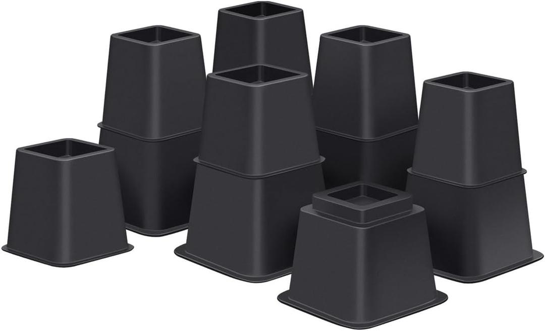 Bed Risers 8 inch Heavy Duty,Elevation in Heights 3, 5, 8 InchAdjustable Furniture Risers for Chair Table and Desk Legs Lifting (6 Pack,Black)