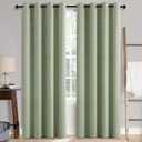 Miulee Linen Texture Curtains for Bedroom Solid 100% Blackout Thermal Insulated Sage Green Curtains Grommet Room Darkening Drapes for Living Room Nursery 52x96 Inch (2 Panels)