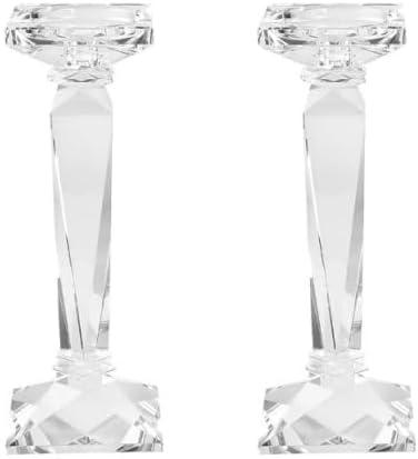 2-Pack Crystal Candlestick Holders, Clear Crystal Taper/Pillar Candles Holders,Table Centerpiece Home Decorative Candle Holders for Wedding, Dining, Party(10.6in Tall)