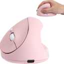 Wireless Mouse Ergonomic Vertical Pink Rechargeable Silent Upright Comfortable Carpal Tunnel Ergo Optical Cordless Mice for Small Middle Hands for PC Laptop Computer Macbook Office Work Wrist Pain