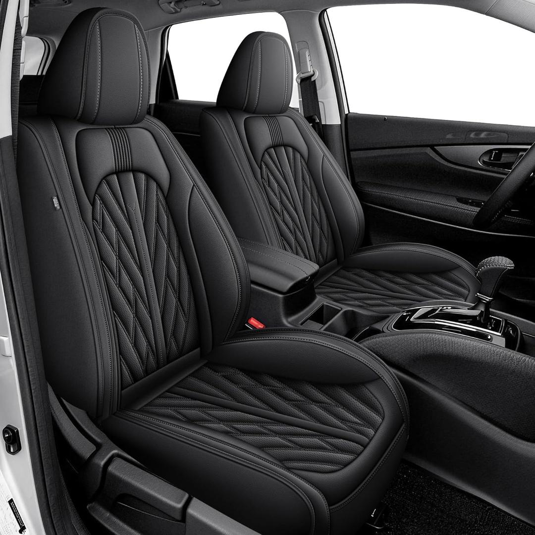 TTX LIGHTING for Nissan Rogue 2014-2020 Seat Covers Custom Fit, Breathable Leather Protector Anti-Slip Fast Install Airbag Compatible 5 Seats (Black)
