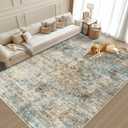 8x10 Area Rugs Washable Rug: Large Vintage Abstract Living Room Rug Soft Anti-Skid Thin Carpet Indoor Floor Stain Resistant Carpets for Bedroom Dining Farmhouse Nursery Home Office Multi