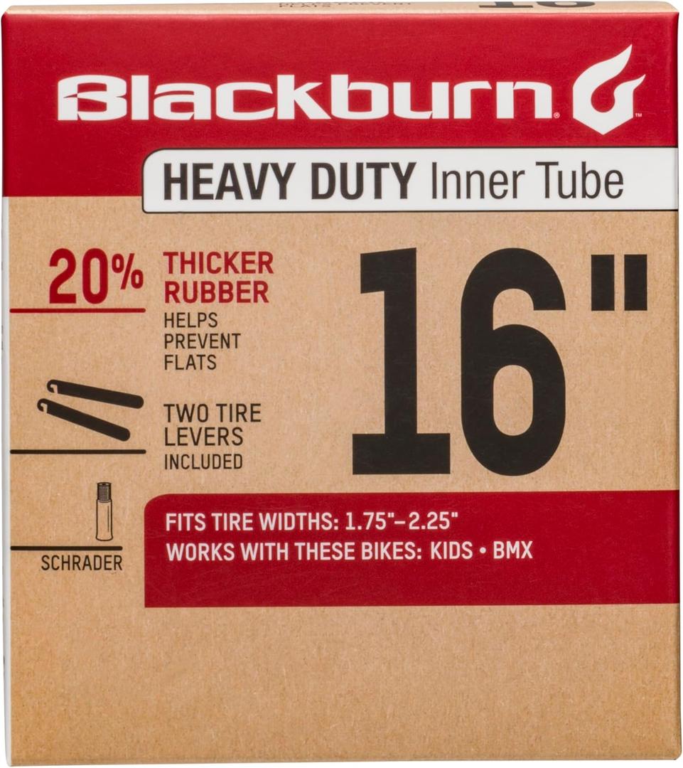 Blackburn 16" x 1.75-2.25" Schrader Heavy Duty Bicycle Inner Tube with tire levers
