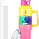 40 oz Tumbler with Handle and Straw or Convert to 40 oz Insulated Water Bottle Fits in Cup Holder. Stainless Steel Metal Water Flask with 2 Lids for Travel,Camping,Gym Sports Coffee Mug Thermal Cup