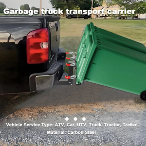 YUEYIN Dual Trash Can Hauler Hitch - Enhanced Thickness, Heavy Duty Steel Adjustable Garbage Can Towing Hitch with Lock Structure, Compatible with 2" Receivers for Pickup/UTV/ATV/SUV/Lawn Tractor