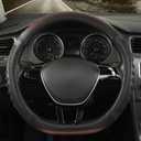 D Shaped Steering Wheel Cover Great Grip with 3D Honeycomb Hole, Anti-Slip Sporty Design, Small 13.5-14 inch(Black with Burgundy)