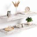 24x8in Floating Shelves 2 Pack, Wall Mount Display Shelf, White Washed, 24x8x1.4in, Set of 2