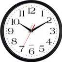 Bernhard Products Black Wall Clock Silent Non-Ticking 12 Inch Quality Quartz Battery Operated Round Easy to Read Home/Office/Kitchen/Classroom/School Clocks