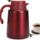 51oz Thermal Coffee Carafe Coffee Thermos, Stainless Steel Coffee Carafes for Keeping Hot Drinks, Double Walled Thermal Pot Insulated Pitcher for Coffee, Hot Water, Tea, Hot Beverage (Red)