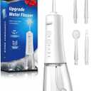 Water Flosser, 300ML Portable Cordless Water Dental Flossers for Teeth Deep Cleaning, IPX7 Waterproof Rechargeable Electric Oral Irrigator Teeth Pick for Travel Home Use and Braces Care (White)
