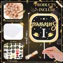 Gejoy 60 Pcs Photo Booth Props DIY Kit Funny Selfie Props Accessories for Grad Wedding Prom Party Supplies Favors with Mustache on a Stick, Hats, Glasses, Mouth, Bowler, Bowties(Stylish)